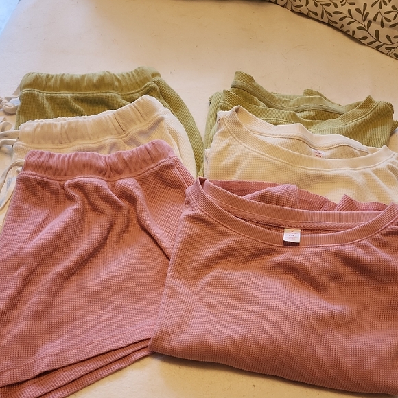 Joe Fresh Other - Joe Fresh - Waffle Pajama Sets X 3 - Longsleeve Crop Top With Shorts -L